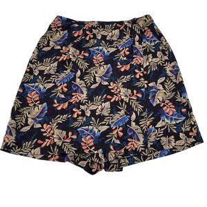 Sag Harbor‎ Vintage Women's Tropical Floral Skort M Rayon Black Multicolor Y2K